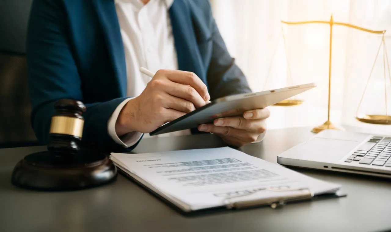 Vantagens do certificado na nuvem OAB | Foto de um homem advogado com um terno azul marinho assinando eletronicamente um documento pelo tablet | Certificado Digital | Blog da CertiSign
