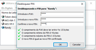 Passo 4 – Informar senha PUK