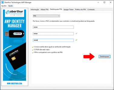 Passo 3 – Clicar em Desbloquear PIN